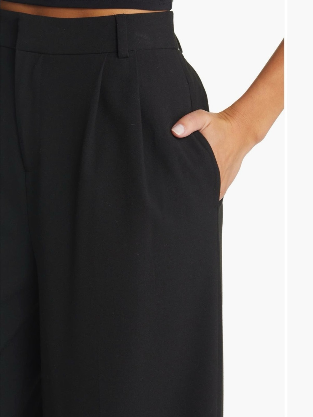 Open Edit Wide Leg High-Rise Black Pants - Picture 4 of 6